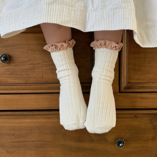 Girls Frilly Sock Vanilla