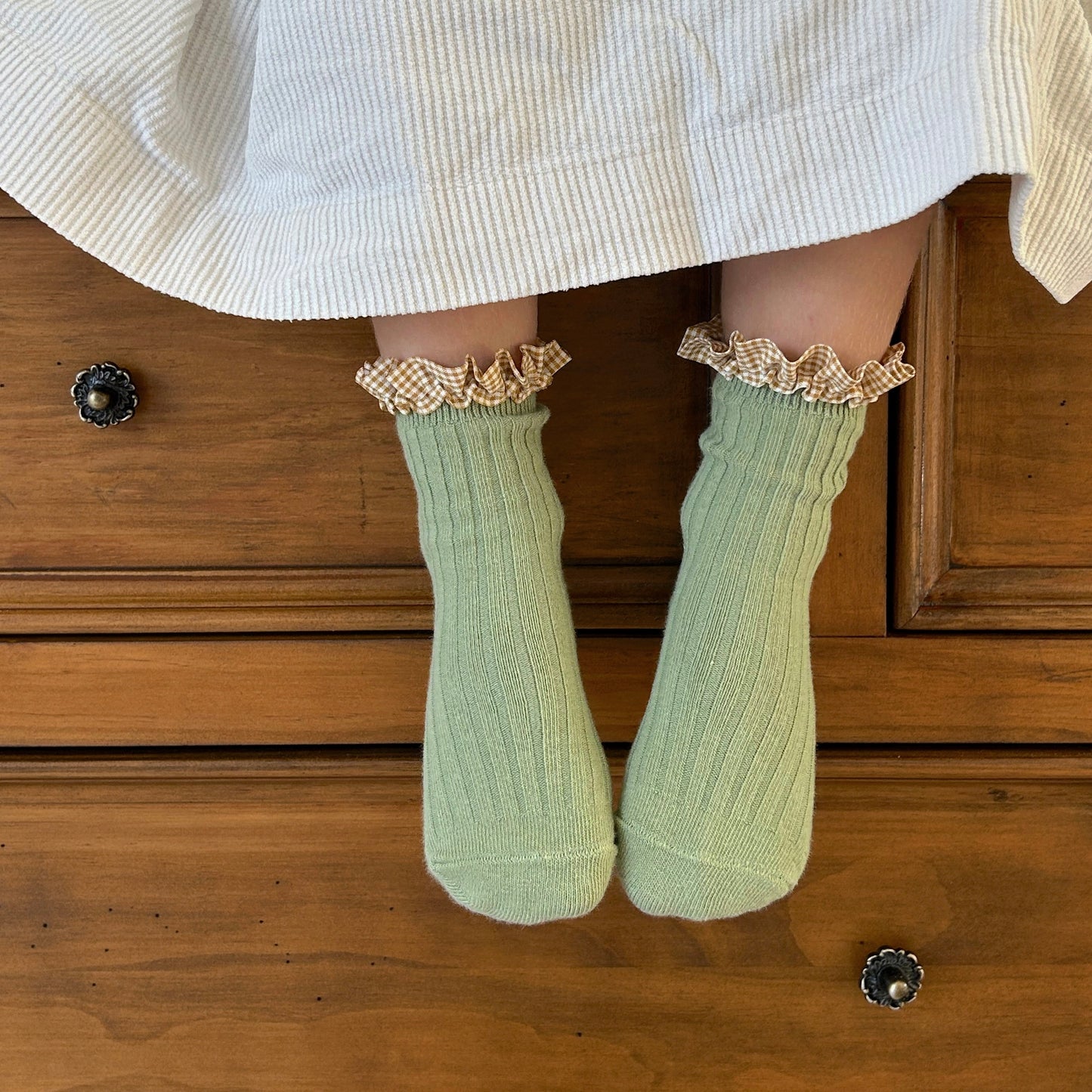 Girls Frilly Sock Sage