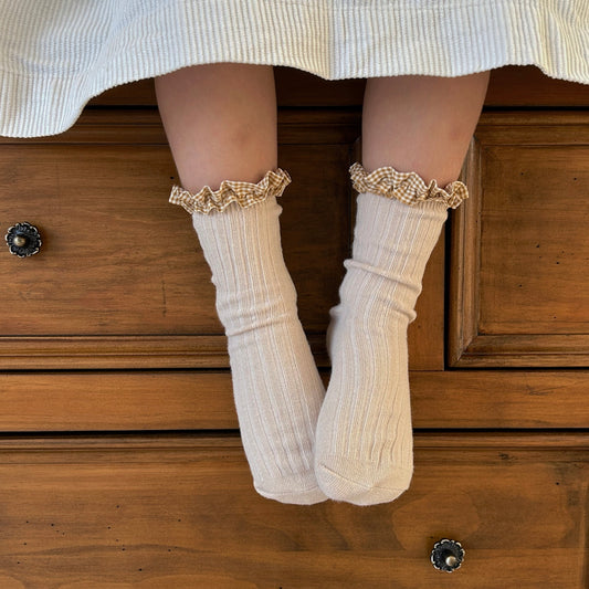 Girls Frilly Sock Honey